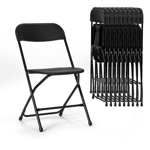Paquete de 10 sillas plegables de plástico con capacidad de 350 lb para eventos, oficina, bodas, fiestas, picnics, cocina y comedor