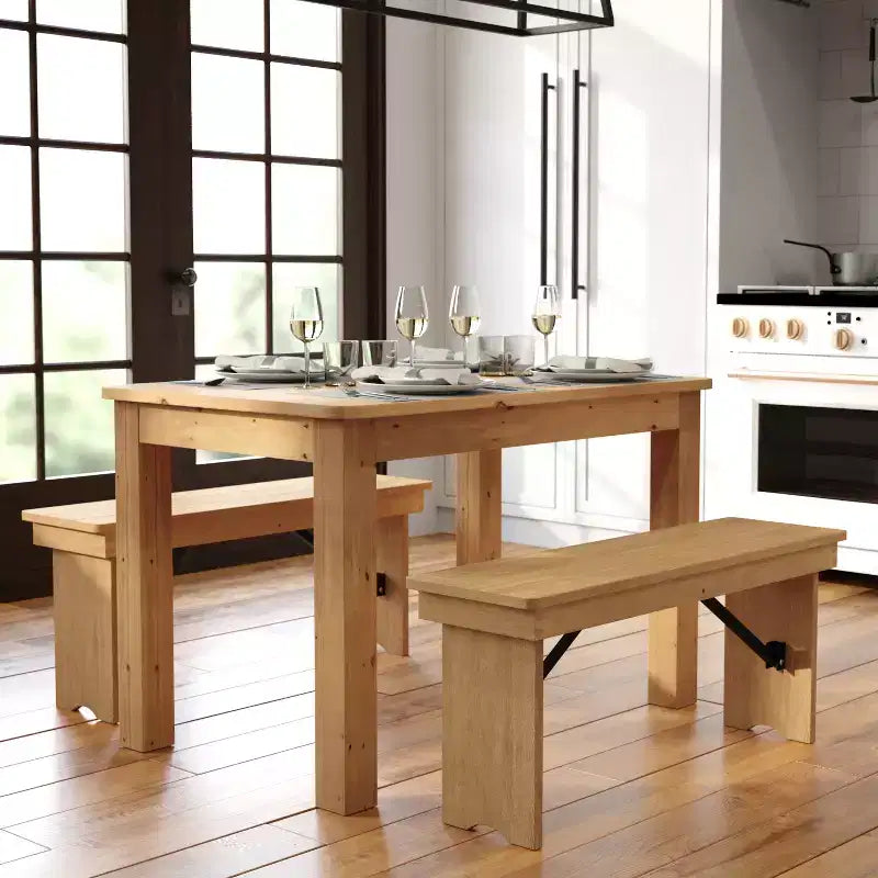 Mesa de comedor rústica Flash Furniture de pino macizo, rectangular, de 46 x 30