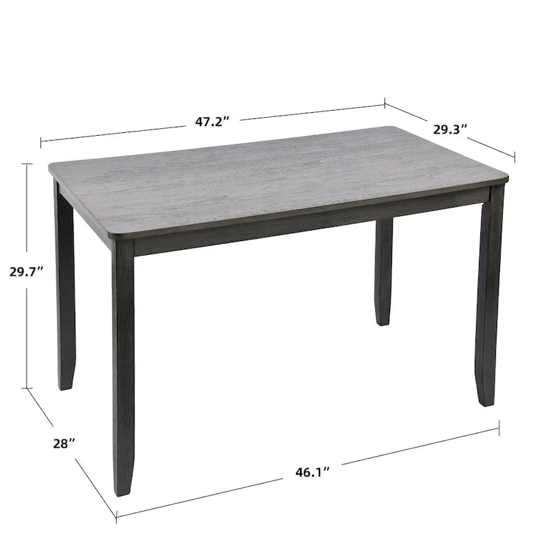 5-teiliges Esszimmerset aus Massivholz, 47L (1 Tisch + 4 Stühle mit Sprossenlehne)