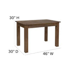 Mesa de comedor rústica Flash Furniture de pino macizo, rectangular, de 46 x 30