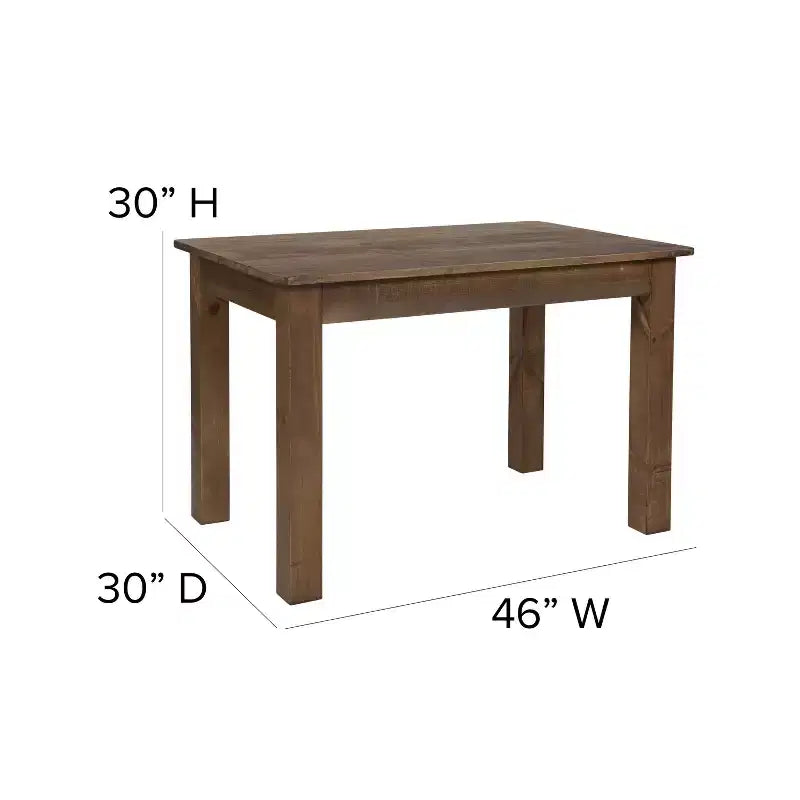 Mesa de comedor rústica Flash Furniture de pino macizo, rectangular, de 46 x 30