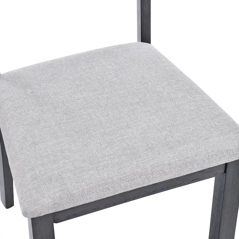 5-teiliges Esszimmerset aus Massivholz, 47L (1 Tisch + 4 Stühle mit Sprossenlehne)