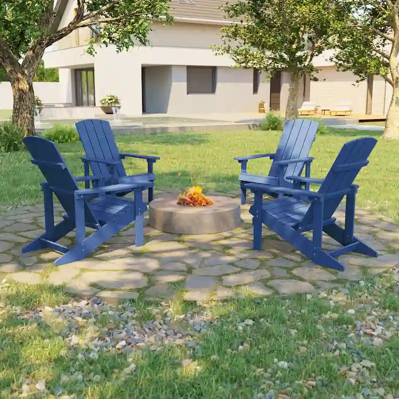 Bonosuki Set di 4 sedie Adirondack da esterno in legno resistente agli agenti atmosferici