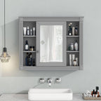 Meuble-lavabo moderne de salle de bains de 36 po avec vasque sur plan, armoire à miroir, 2 portes et 2 tiroirs