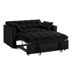 Divano letto loveseat 4 in 1 con braccioli e tasche portaoggetti, divano letto estraibile trapuntato multifunzione con schienale regolabile
