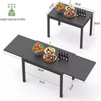 Okak aluminium eettafel voor patio, uitschuifbare tafel voor eetkamer en keuken