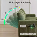 Sofá cama extraíble 2 en 1 Dyonery con chaise longue con almacenamiento, sofá seccional de pana C con puertos USB para sala de estar