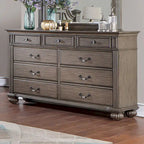 Vame traditionelles 2-teiliges Set aus Kommode mit 9 Schubladen und Spiegel von Furniture of America