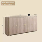 Aparador de cocina con 4 puertas y estantes, aparador moderno grande para almacenamiento, aparador bar para café de 66 pulgadas