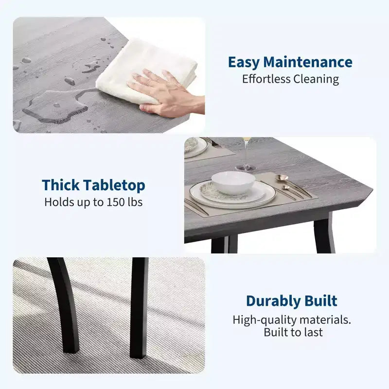 5-teiliges Küchentisch- und Stuhlset mit Metallgestell und abgeschrägtem Design