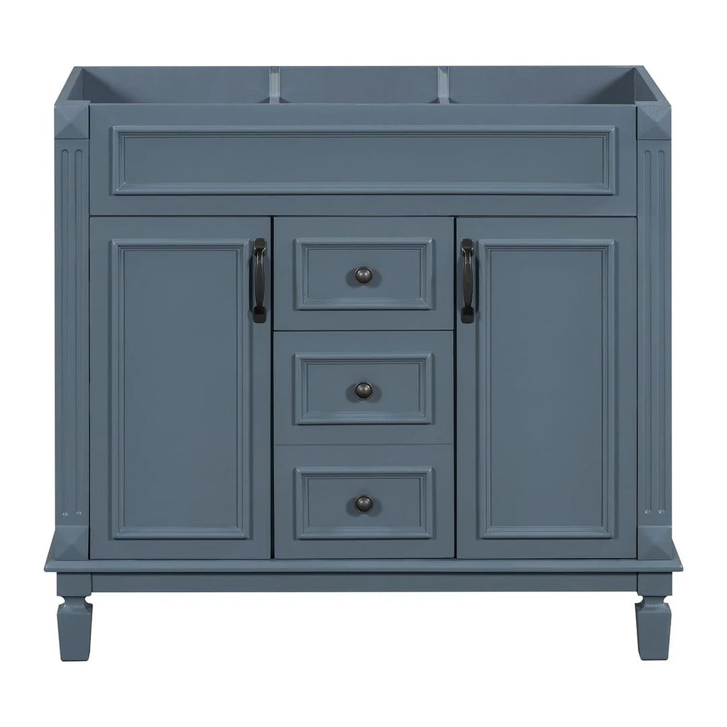 Meuble-lavabo moderne de salle de bains de 36 po avec vasque sur plan, armoire à miroir, 2 portes et 2 tiroirs