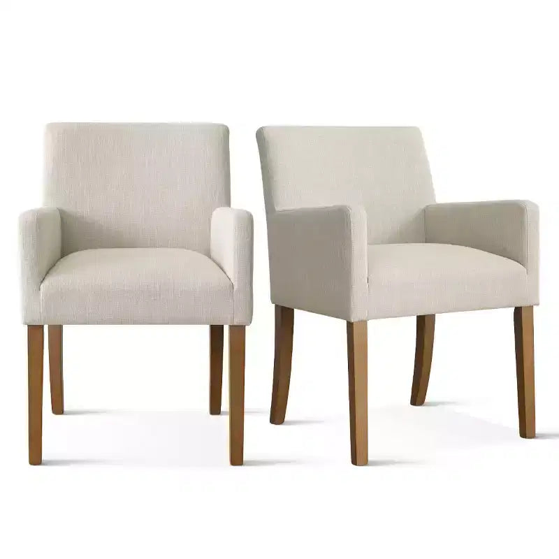 6er-Set gepolsterte Esszimmerstühle mit Armlehnen, moderne Leinen-Sessel mit Holzbeinen, Akzentstühle für Esszimmer und Wohnzimmer – Panipeachy