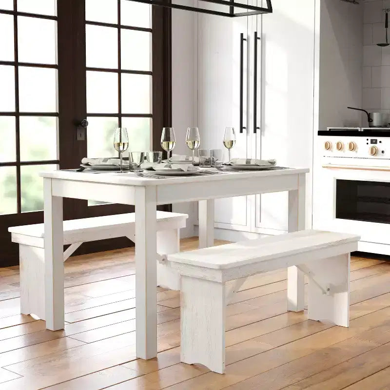 Mesa de comedor rústica Flash Furniture de pino macizo, rectangular, de 46 x 30