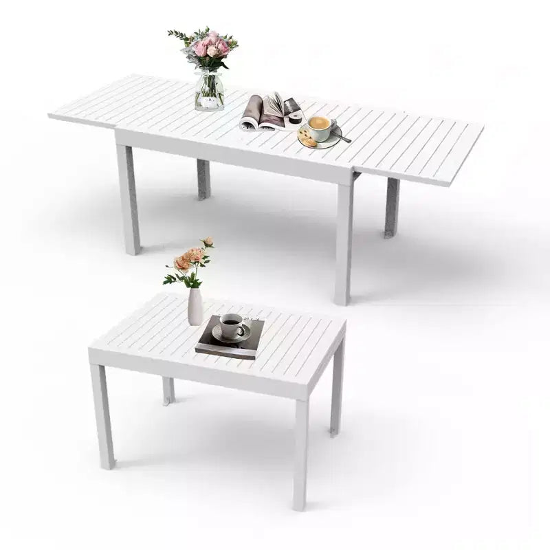 Okak aluminium eettafel voor patio, uitschuifbare tafel voor eetkamer en keuken