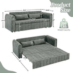 Aksamitna tapicerowana nowoczesna sofa wypoczynkowa z funkcją spania, rozkładana, z podłokietnikami w kształcie wałków i ozdobiona miedzianymi ćwiekami