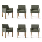 6er-Set gepolsterte Esszimmerstühle mit Armlehnen, moderne Leinen-Sessel mit Holzbeinen, Akzentstühle für Esszimmer und Wohnzimmer – Panipeachy