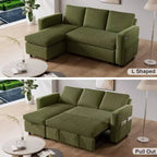 Sofá cama extraíble 2 en 1 Dyonery con chaise longue con almacenamiento, sofá seccional de pana C con puertos USB para sala de estar