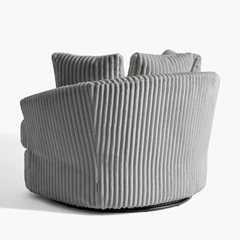 Set di 2 poltrone girevoli a conchiglia oversize da 43 W in morbido velluto a coste con cuscini