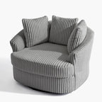 Set di 2 poltrone girevoli a conchiglia oversize da 43 W in morbido velluto a coste con cuscini