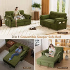 Sofá cama convertible 3 en 1 Dyonery, sofá cama extraíble con bolsillo lateral y respaldo ajustable, montaje sin herramientas, sofá de dos plazas plegable