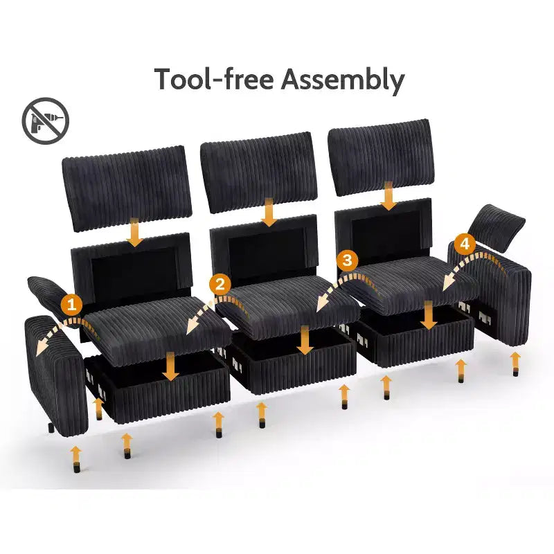 Modulares Cord-Sofaelement von Dyonery mit abnehmbaren, waschbaren Bezügen