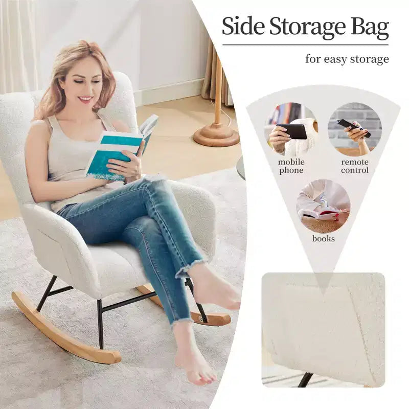 Mecedora para bebé, sillón balancín deslizante para lactancia para la sala de estar, cómodos sillones decorativos para dormitorio, sillones de interior tapizados en felpa tipo teddy