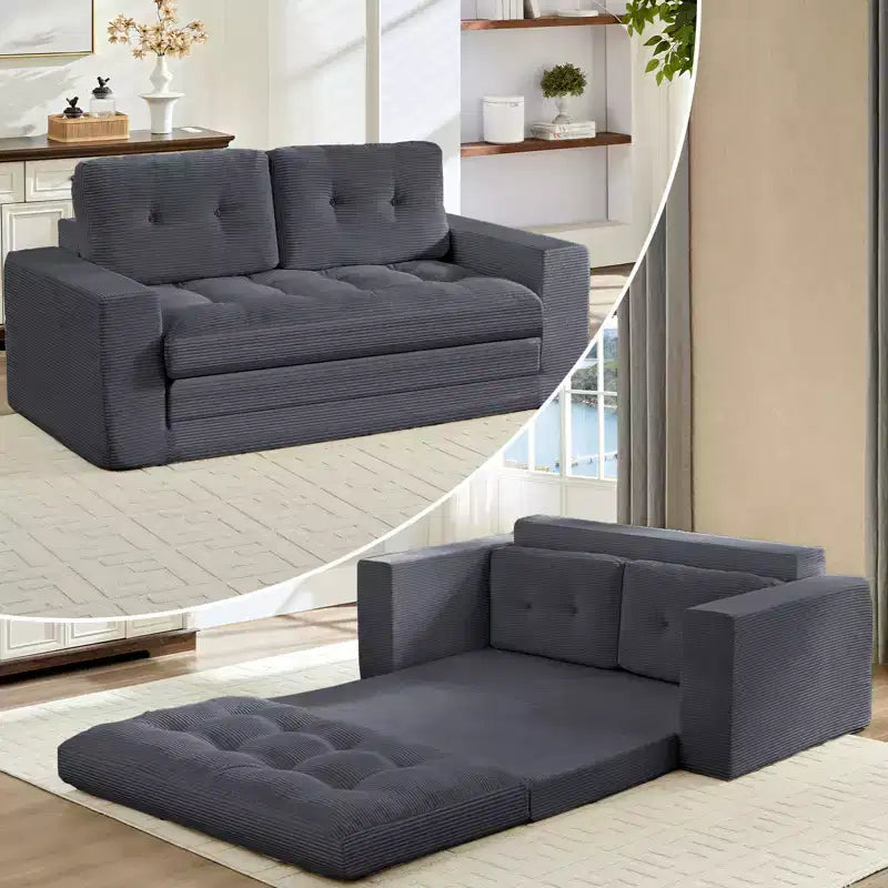 Mjkone 71-Zoll-2-in-1-Schlafsofa, klappbares Sofa aus Kordstoff mit Knopfheftung, Loveseat-Schlafsofa, platzsparend