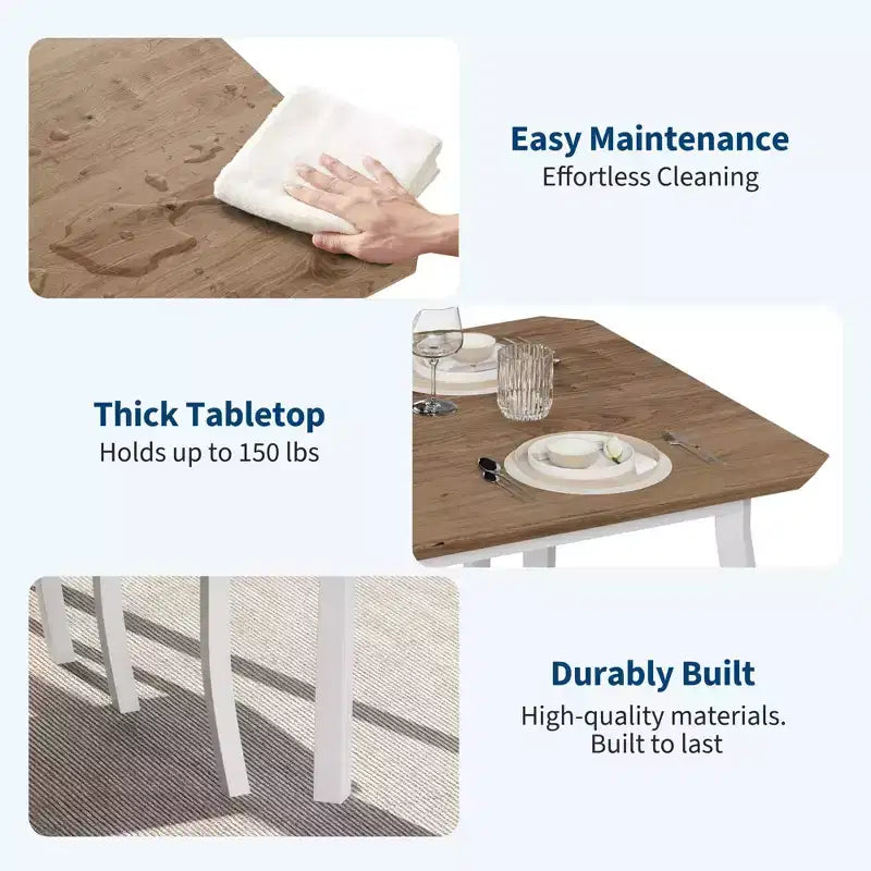 5-teiliges Küchentisch- und Stuhlset mit Metallgestell und abgeschrägtem Design