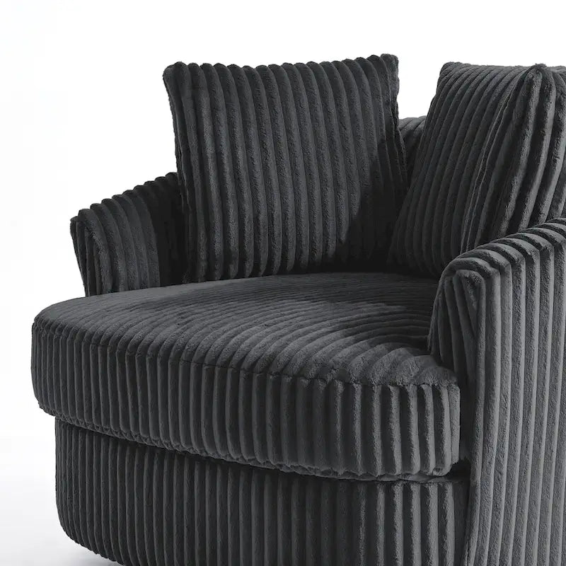 Set di 2 poltrone girevoli a conchiglia oversize da 43 W in morbido velluto a coste con cuscini