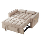Divano letto loveseat 4 in 1 con braccioli e tasche portaoggetti, divano letto estraibile trapuntato multifunzione con schienale regolabile
