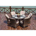 Set da pranzo rotondo da esterno in rattan intrecciato da 7 pezzi con cuscini di Moda Furnishings