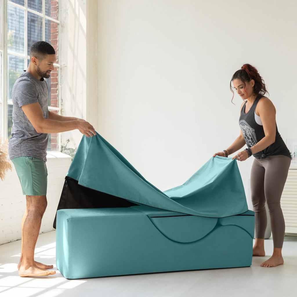 Chaise longue convertibile Avana Kami / poltrona per yoga e massaggi - pouf 2-in-1 con poltrona lounge da yoga ripiegabile estraibile nascosta, microvelluto - N/A