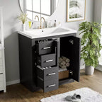 Meuble-lavabo de salle de bains de 30 po à lavabo simple, avec armoire et 3 tiroirs – noir / bleu / vert / indigo / blanc