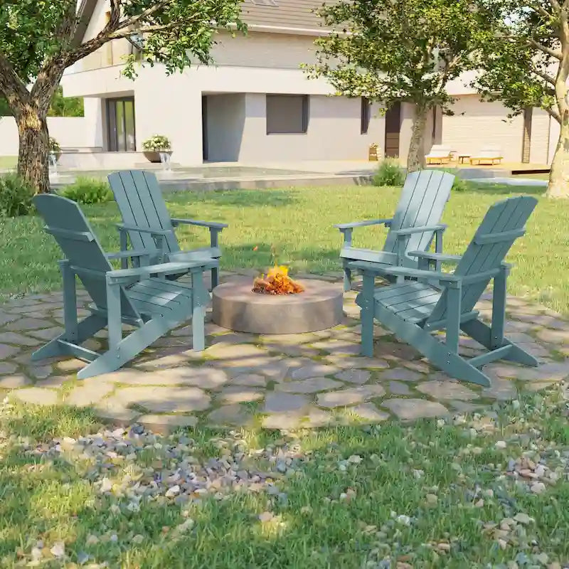 Bonosuki Set di 4 sedie Adirondack da esterno in legno resistente agli agenti atmosferici