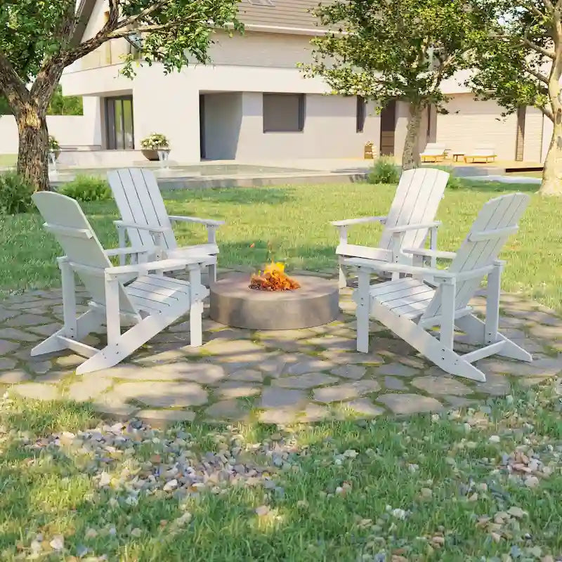 Bonosuki Set di 4 sedie Adirondack da esterno in legno resistente agli agenti atmosferici