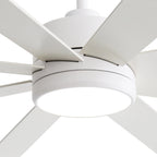 Ventilatore da soffitto nero da 65 pollici con 8 pale, LED, luce e telecomando
