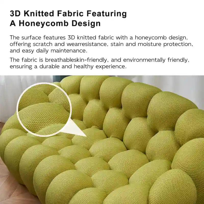 2-istuttava kuplamainen kaareva löhösohva, hunajakennokuvioinen 3D-kangaspäällinen, olohuoneeseen, salonkiin tai asuntoon