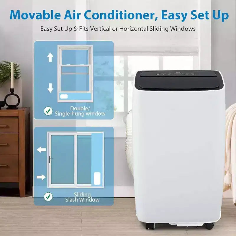 Draagbare airconditioner van 12.000 BTU voor 550 vierkante voet, 3-in-1-airconditioner met koel-, ontvochtigings- en ventilatormodi