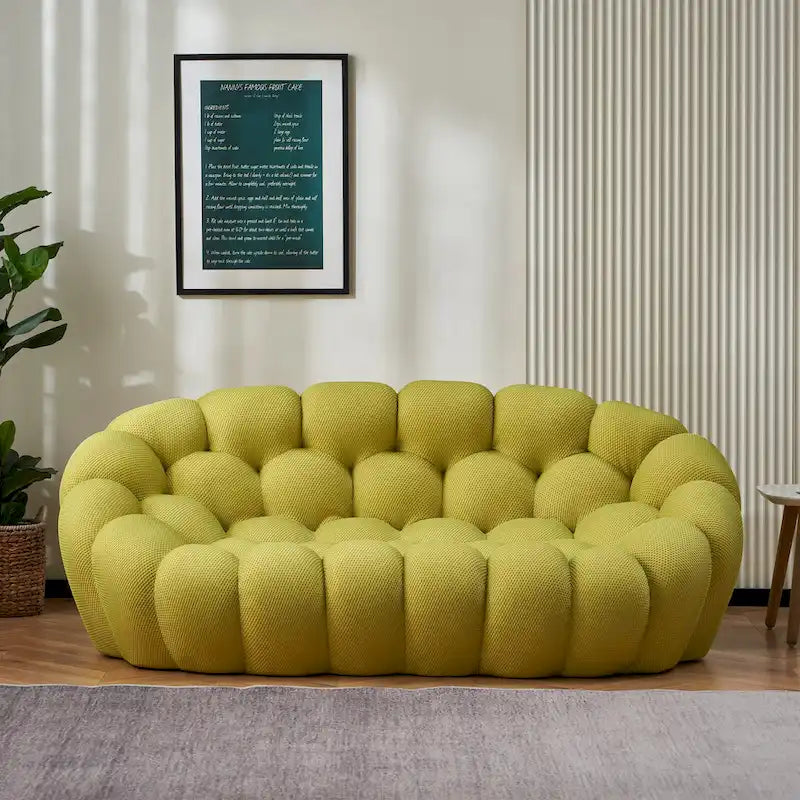 2-Sitzer-Bubble-Sofa mit geschwungener Form, Wabenstruktur und 3D-Textilbezug fürs Wohnzimmer, den Salon oder Apartment