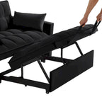 Divano letto loveseat 4 in 1 con braccioli e tasche portaoggetti, divano letto estraibile trapuntato multifunzione con schienale regolabile