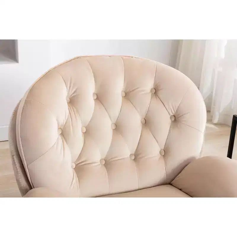 Poltrona decorativa in velluto Okak con pouf, stile moderno di metà secolo, senza braccioli, morbida e comoda per guardare la TV e giocare