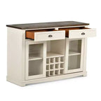 Farmhouse Credenza Server – Two-Tone, Glass Doors & Stemware Racks, 54"