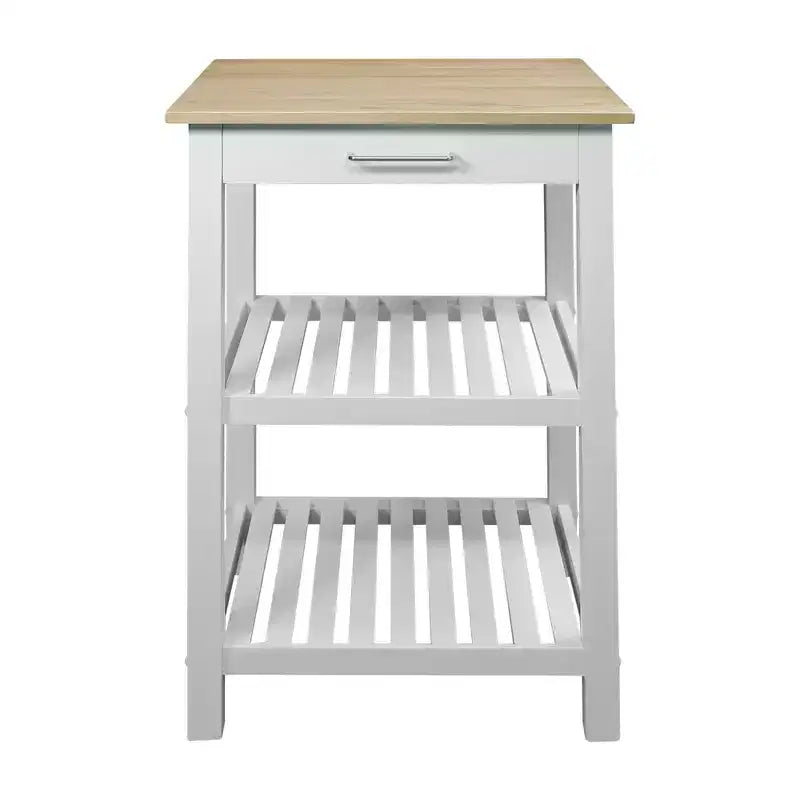 Isola da cucina Sunrise – Piano in legno massello, cassetto scorrevole, portasciugamani e 2 ripiani