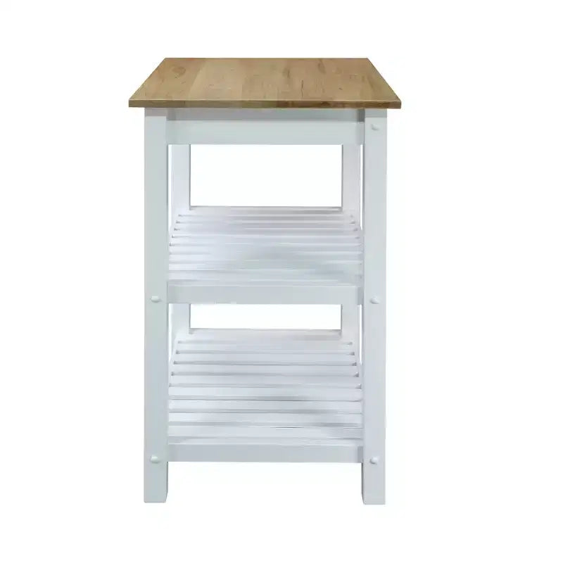 Isola da cucina Sunrise – Piano in legno massello, cassetto scorrevole, portasciugamani e 2 ripiani