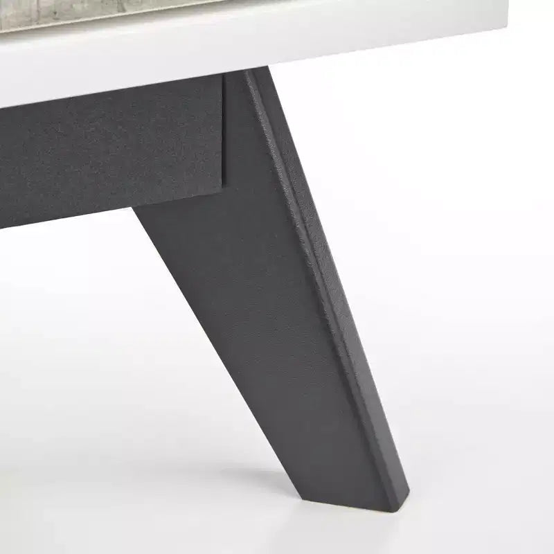 Mid-Century 2-Drawer Nightstand – White & Weathered Gray