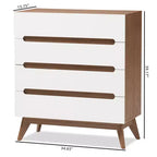 Mid-Century 4-Drawer Storage Chest – Walnut & White Scandinavian Design