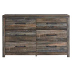 6-Drawer Dresser – Rustic Industrial Bedroom Chest with Barn Board Finish