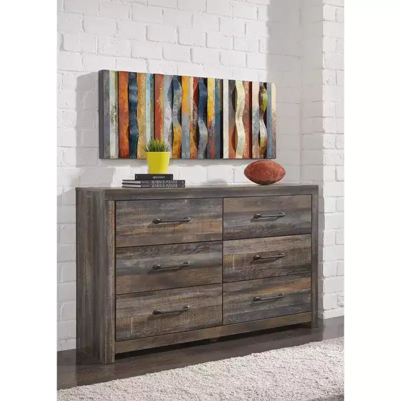 6-Drawer Dresser – Rustic Industrial Bedroom Chest with Barn Board Finish