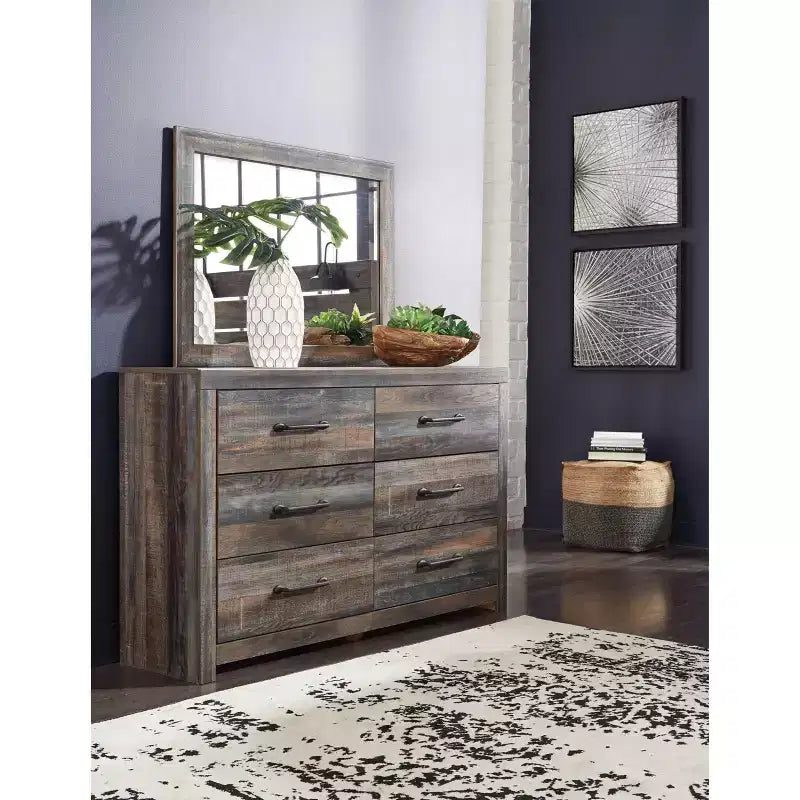 6-Drawer Dresser – Rustic Industrial Bedroom Chest with Barn Board Finish