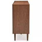Cassettiera a 6 cassetti Harlow Mid-Century – Bianco e Noce, Gambe a Compasso in Legno di Gomma